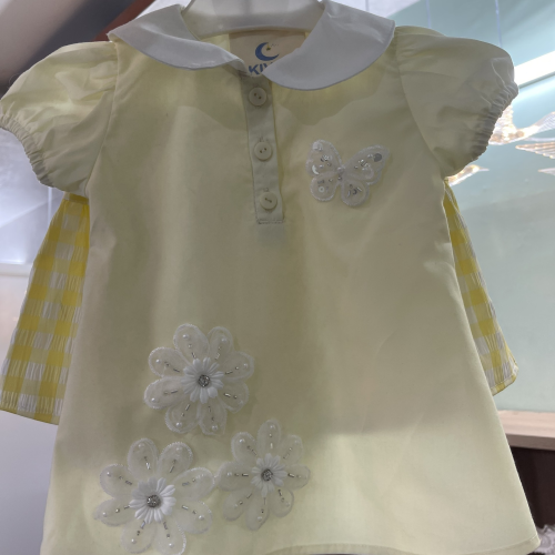 KIVIA-2033 YELLOW BLOSSOM CHECKED DRESS SET