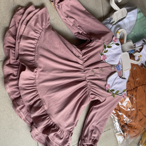 KIVIA-2060 EMBROIDERED LONG-SLEEVE GIRL DRESS