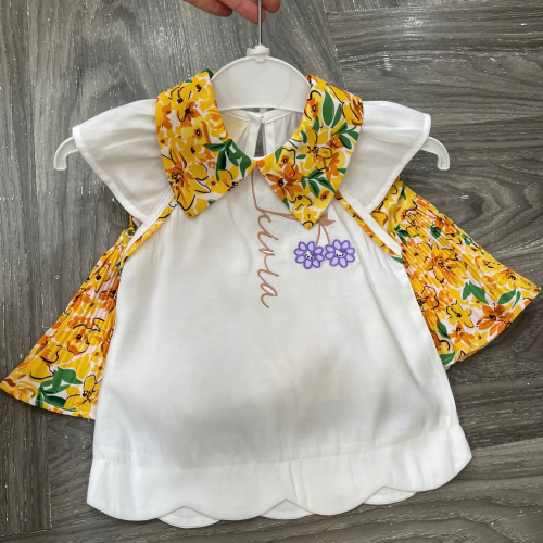 KIVIA-2025 FLORAL COLLAR TOP & SKIRT SET (2 pcs)