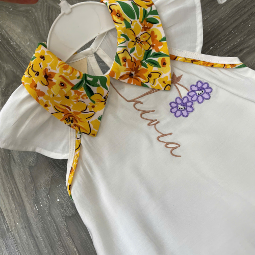 KIVIA-2025 FLORAL COLLAR TOP & SKIRT SET (2 pcs)